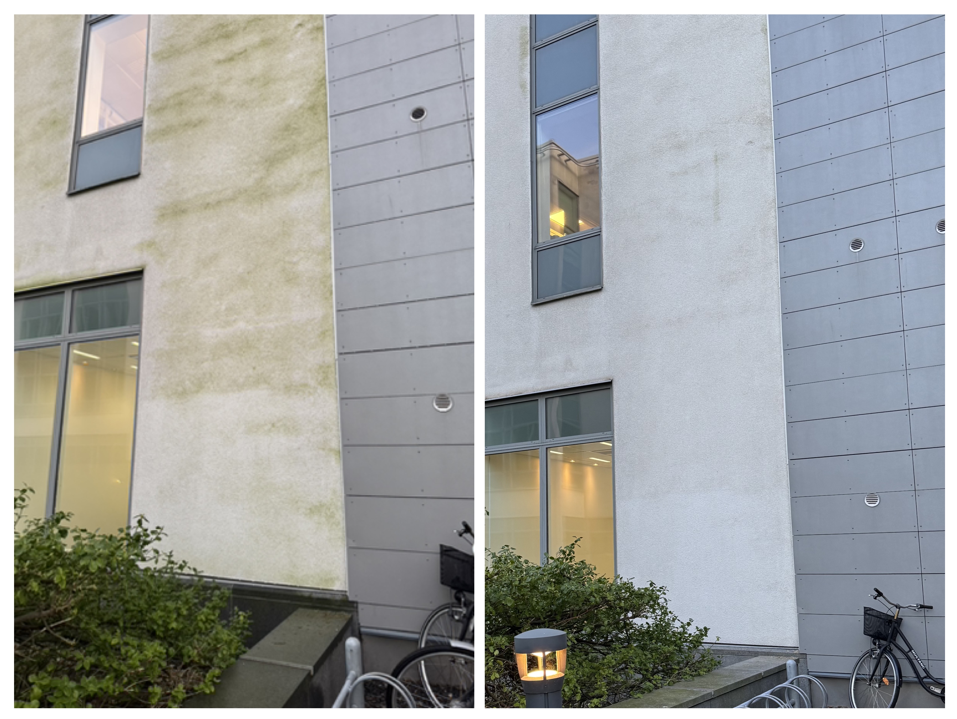 Behandling av fasad med Grönfri. Resultat efter 1 vecka
